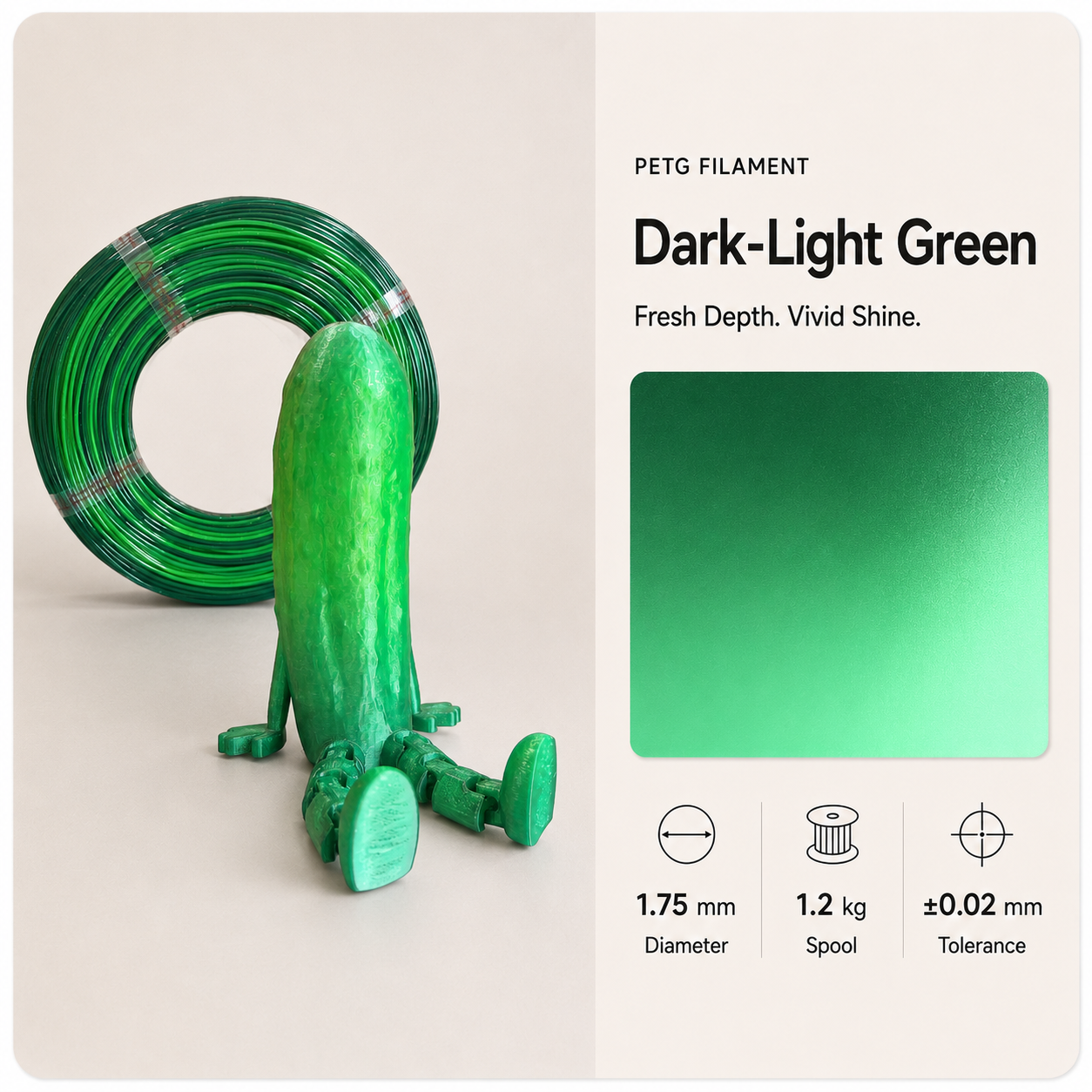 Emerald_PETG_filament_with_articulated_toy.png Premium PETG 3D Filament 1.75mm - Dual-Color Finish (1KG) - Image 9