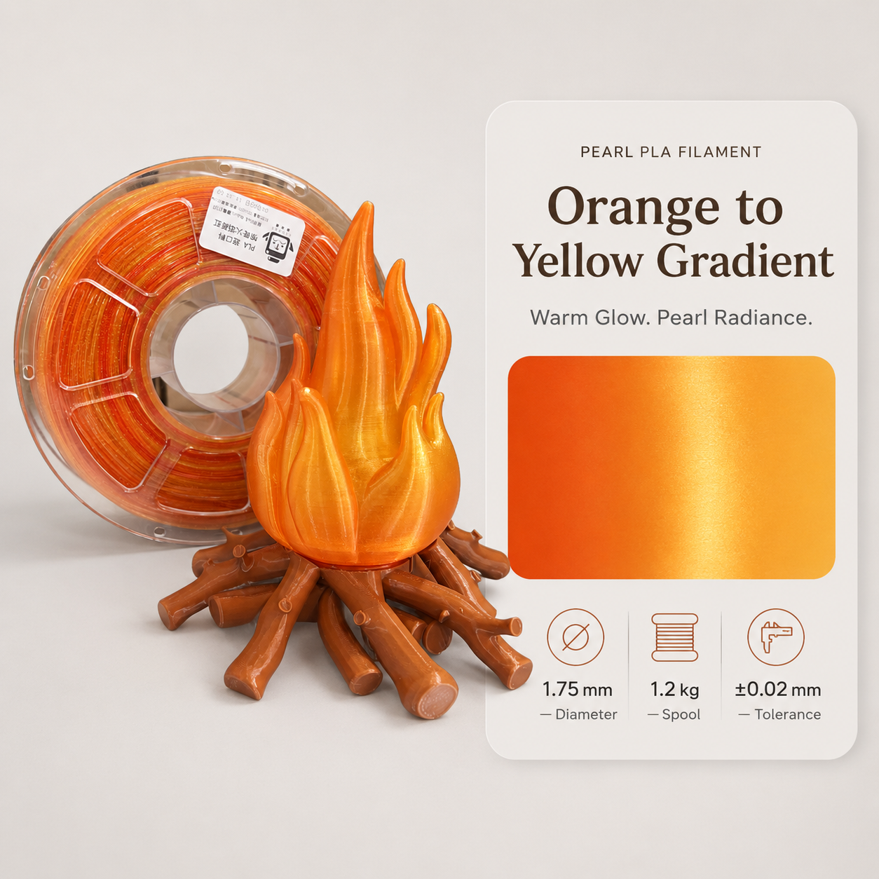 Pearl_Gradient_Filament_Campfire_Showcase.png Premium PETG 3D Filament 1.75mm - Dual-Color Finish (1KG) - Image 7