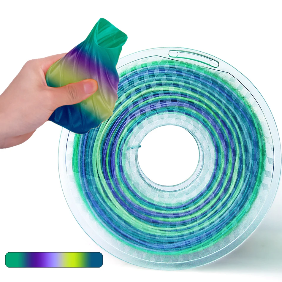 S00de163e4a71419eb01dae5a3287a66dD.webp 95A TPU Flexible Filament 1.75mm 1kg 500g 250g 3D Printer Material Clear Filament Rainbow Color Change TPU Glow in The Dark Blue - Image 68