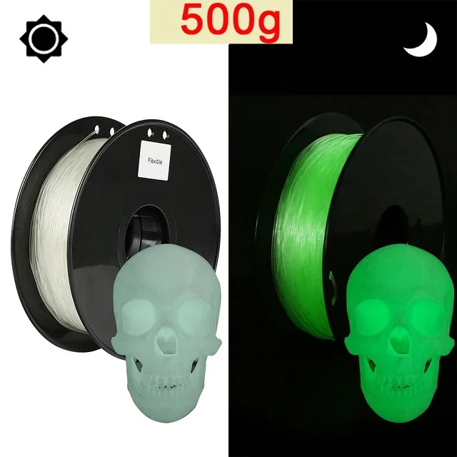 S3ed402ca7416479da0aabc904678785eq.webp 95A TPU Flexible Filament 1.75mm 1kg 500g 250g 3D Printer Material Clear Filament Rainbow Color Change TPU Glow in The Dark Blue - Image 30
