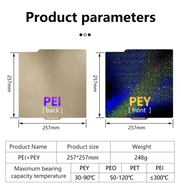Saef52cca99984df8a5d1d8558ff890dei.webp Double-Sided Textured PEI & PET Build Plate | For Bambu Lab (257x257mm)