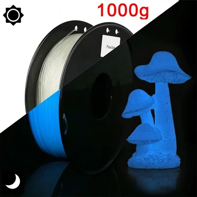 Sb6dd4f85888d4614bb726a8646593accO.webp 95A TPU Flexible Filament 1.75mm 1kg 500g 250g 3D Printer Material Clear Filament Rainbow Color Change TPU Glow in The Dark Blue - Image 27