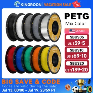 KINGROON PETG 3D Printer Filament 1.75mm 5KG 10KG Mix Color 3D Printing Material 1kg/roll petg Plastic For FDM 3dprinter