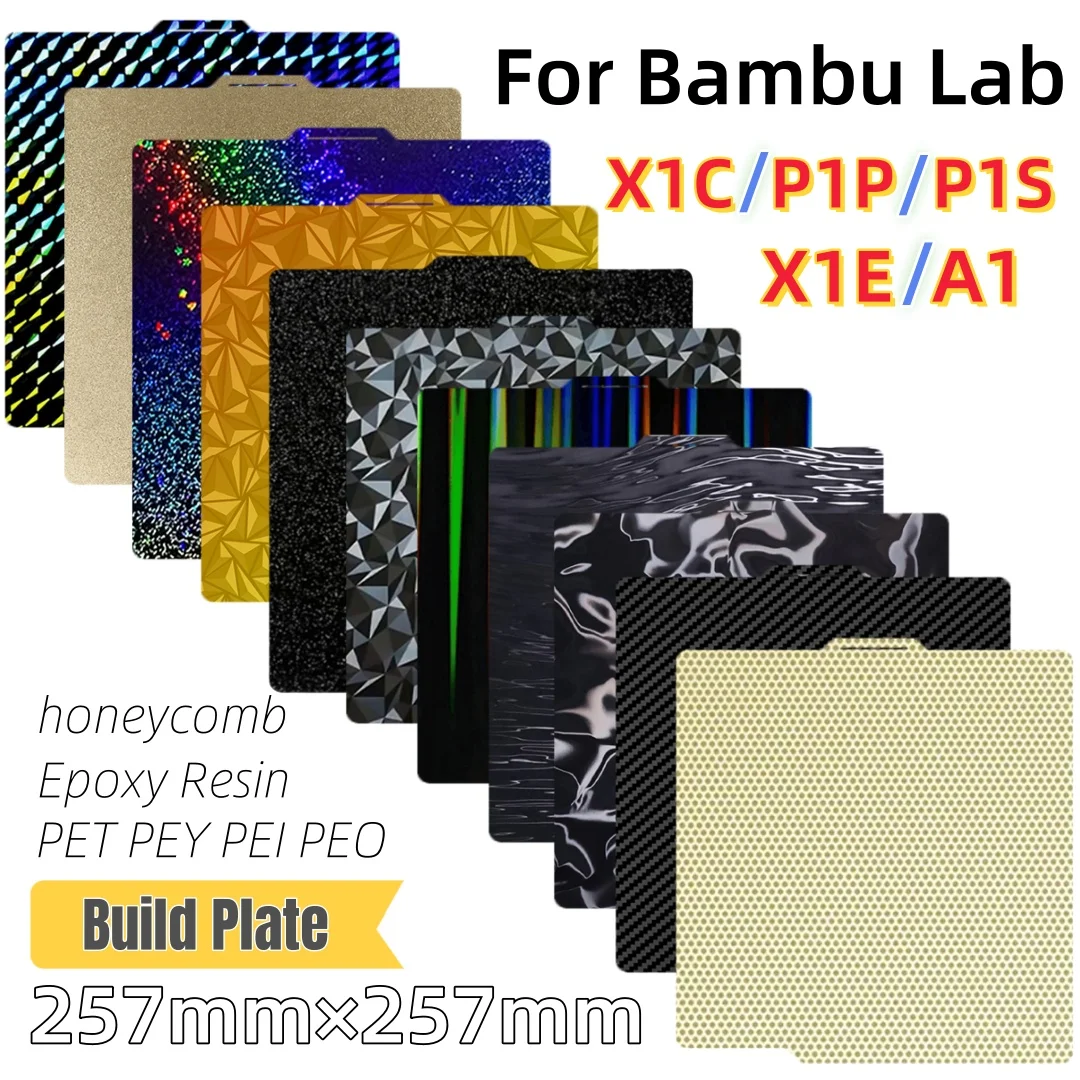 Sd231c117f7a74de3b5d8ed71ee1132a9U.webp Build Plate 257x257 Spring Steel Sheet Peo H1H Pey Sheet A1 X1C P1S bambulab pei build plate 3d Printer Bamboo Lab Plate