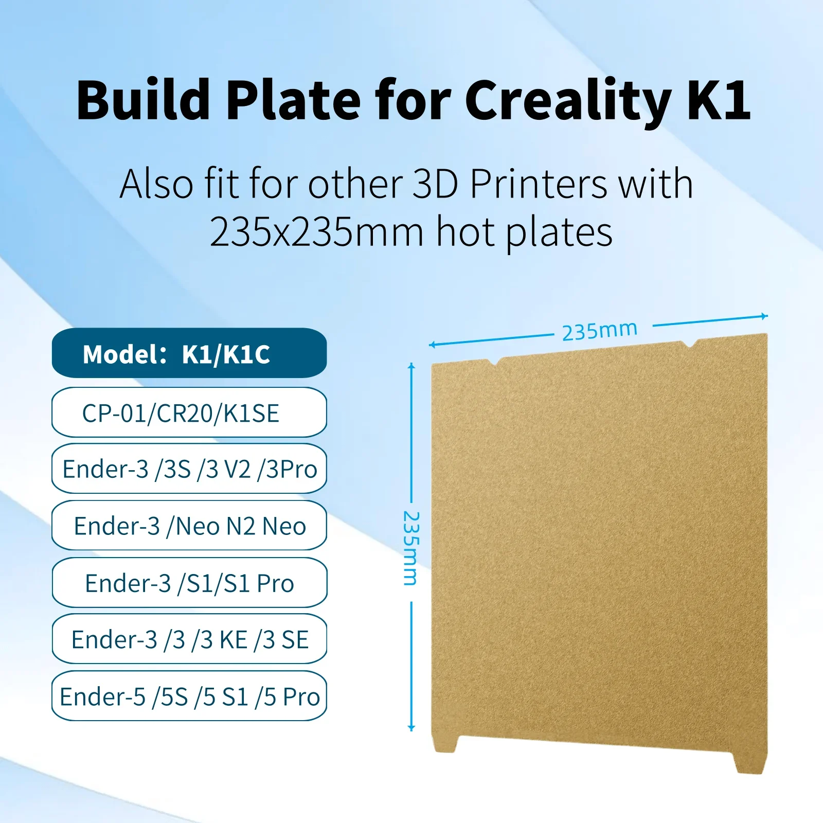 Sd80a83188bae4fc68bb0c1d2ba7df5ddG.webp PEI Magnetic SHEET For Creality K1 PEI Build Plate K1C Bed Creality k1 Build Plate 235mmx235mm Ender 3 v3/ Ender 5 S1 pro hotbed - Image 12