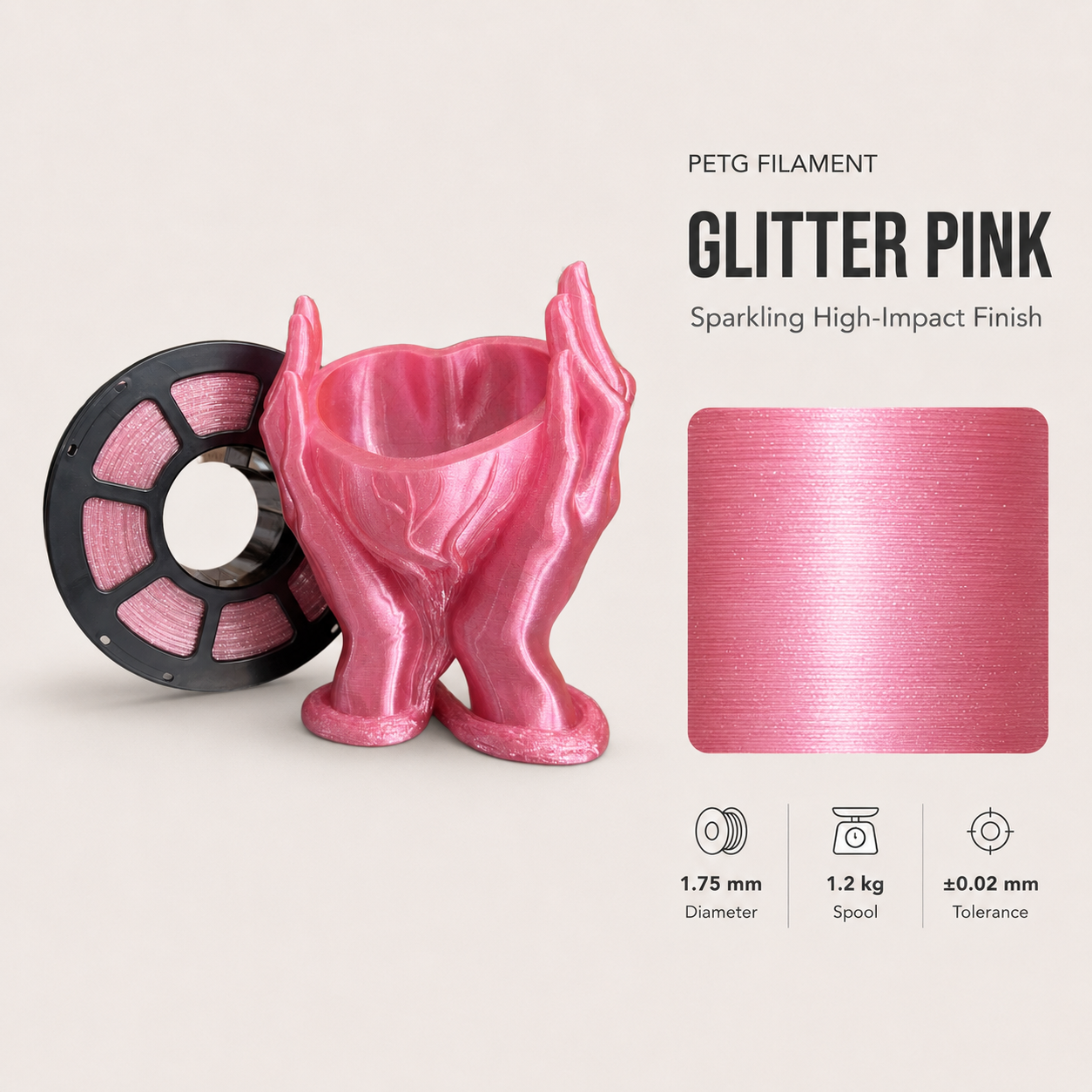 f9ed5b93-ce61-47be-b219-8f4bdf2df40c.png Premium PETG 3D Filament 1.75mm - Glitter Finish (1KG)